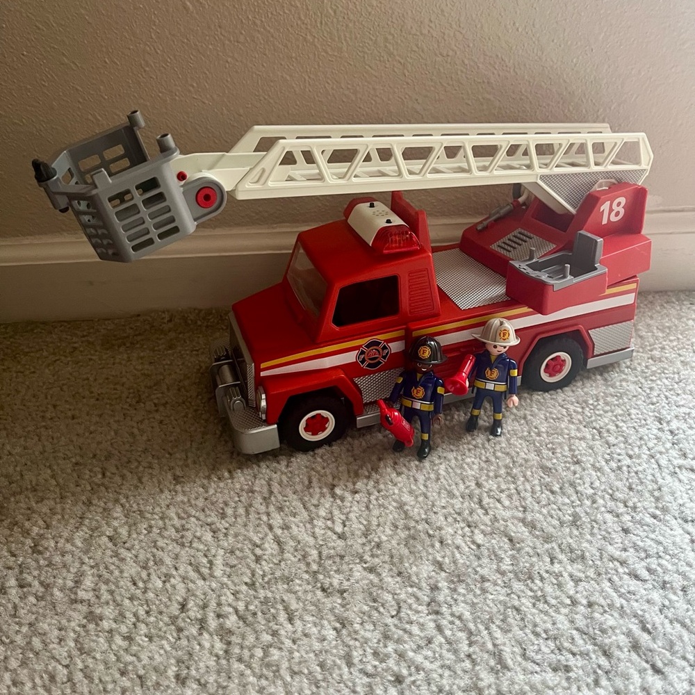 Playmobil Fire Truck Toy with Ladder and Figures
